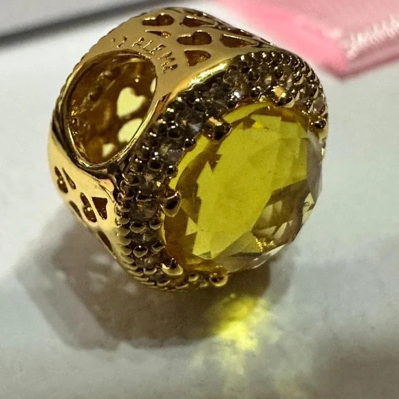 AUTHENTIC PANDORA GOLDEN FASCETED GOLD PLATED MURANO GLASS CHARM , RETIRED - Picture 3 of 6